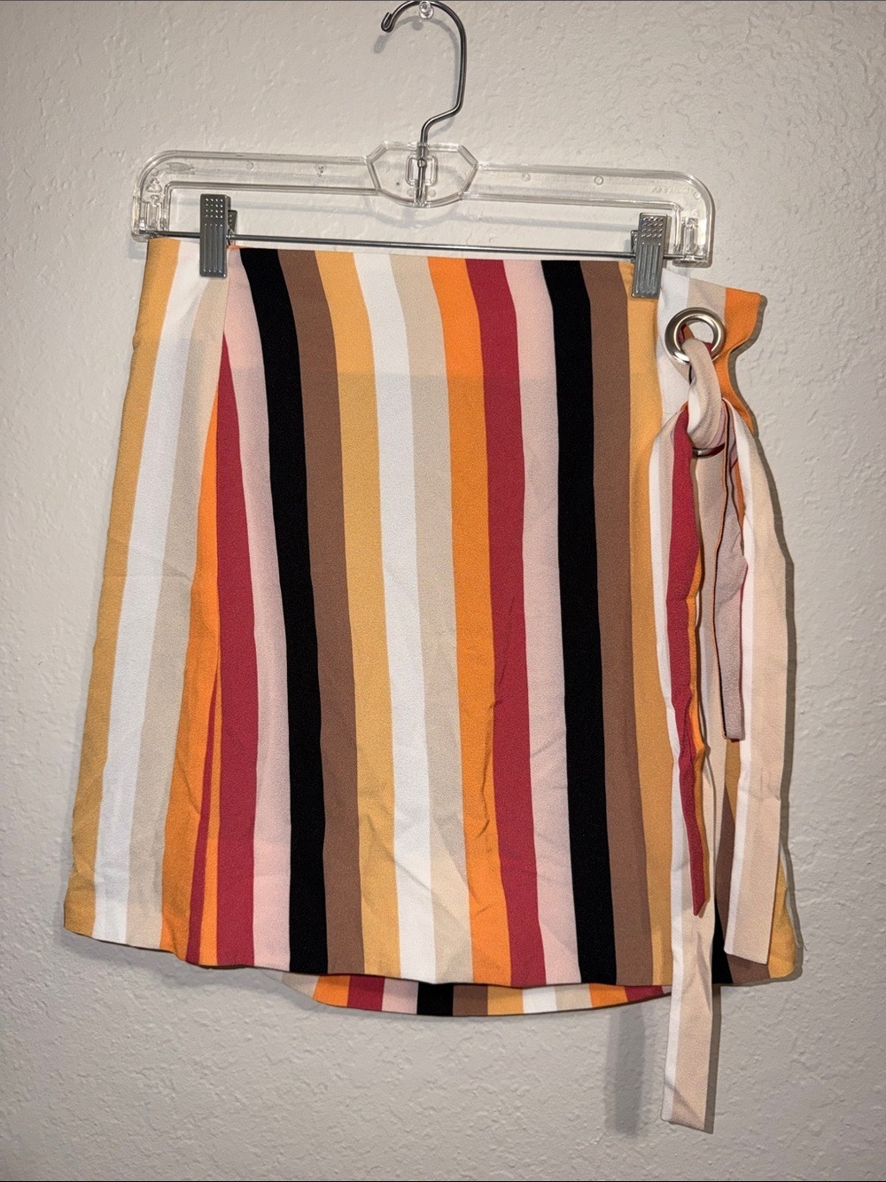 Urban Outfitters Wrap Skirt Grommet-Tie UO vertical stripes neutral